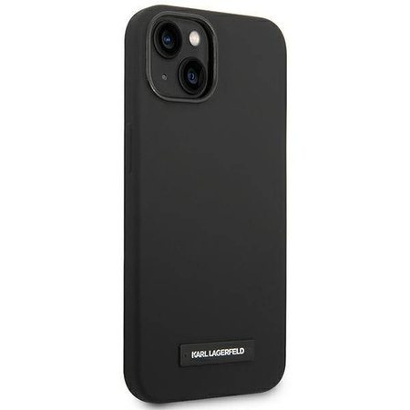Original Case IPHONE 14 PLUS Karl Lagerfeld Hardcase Silicone Plaque Magsafe black