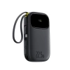 Baseus EnerFill FC31 10000 mAh 22,5 W Powerbank mit Digitalanzeige und 2 integrierten Kabeln (USB-C + Lightning) - Schwarz