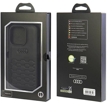 Audi GT Kunstlederhülle für iPhone 15 Pro – Schwarz