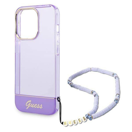 Guess Translucent Pearl Strap - Etui iPhone 14 Pro (fioletowy)