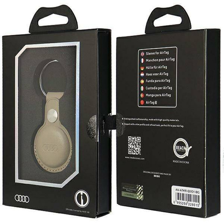 Oryginalne Etui APPLE AIRTAG Audi Synthetic Leather (AU-ATKR-Q3/D1-BG) beżowe