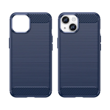 Carbon Case iPhone 14 Hülle flexible Gel Rückseite blau