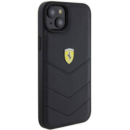 Ferrari FEHCP15MRDUK iPhone 15 Plus 6,7" schwarz/schwarzes Hardcase mit gestepptem Metalllogo