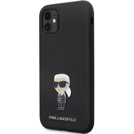 Karl Lagerfeld nakładka do iPhone 11 KLHCN61SMHKNPK czarna HC Silicone Ikonik Metal Pin