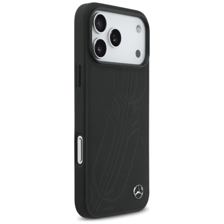 Mercedes Leder Large Laurel Leave MagSafe Case für iPhone 17 Pro Max - Schwarz