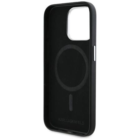 Karl Lagerfeld FW Metal Plate MagSafe iPhone 15 Pro Case - Black