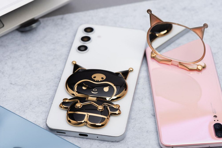 Stojak na telefon LALKA - naklejany - czarny