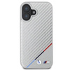 Original Handyhülle IPHONE 16 BMW Hardcase M Carbon Tricolor Line MagSafe (BMHMP16S23PUDTS) grau