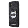 Karl Lagerfeld KLHCN61G2CPK iPhone 11 / Xr 6,1" schwarz/schwarzes Hartschalenetui mit glitzerndem Choupette-Patch