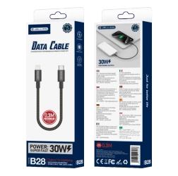 JELLICO cable B28 USB-C - Lightning PD 30W 0.3M Black