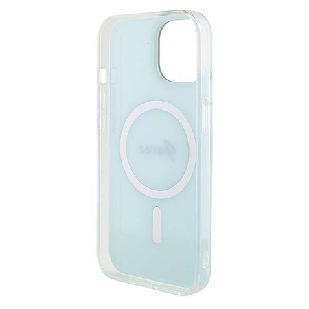 Original Handyhülle APPLE IPHONE 15 Guess Hardcase IML Iridescent MagSafe (GUHMP15SHITSQ) türkis