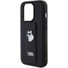 Karl Lagerfeld Gripstand Saffiano Choupette Pins case for iPhone 15 Pro - black