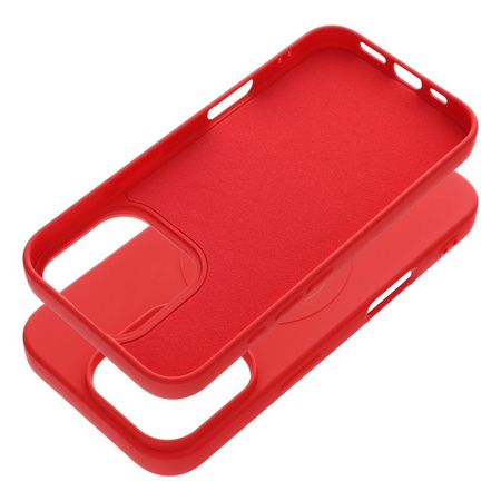 Futerał SILICONE MAG COVER (big hole) kompatybilny z MagSafe do IPHONE 16 Pro czerwony