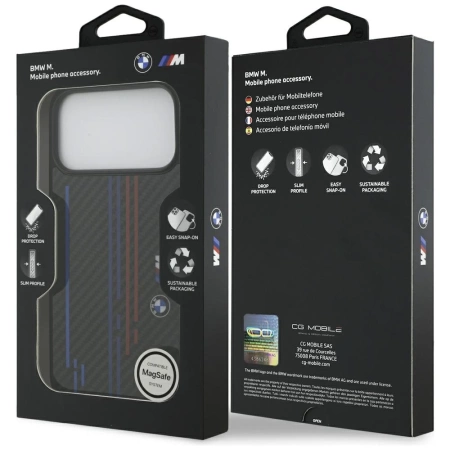 BMW M Kevlar Lines & Logo MagSafe Case für iPhone 17 Pro Max – Schwarz