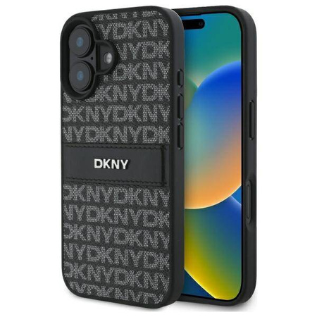 Original Case IPHONE 16 DKNY Hardcase Texture Pattern Tonal Stripe (DKHCP16SPRTHSLK) black