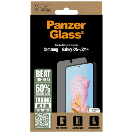 PanzerGlass All-in-One Ultra-Wide Fit Tempered Glass for Samsung Galaxy S25+