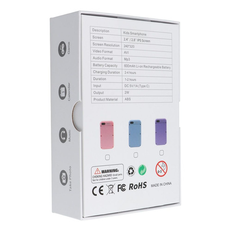 Telefon do gier dla dzieci z ekranem dotykowym 2,8" KDC-0027A fioletowy