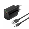 FONENG wall charger EU64 18W 1xUSB QC3.0 + cable Micro Black