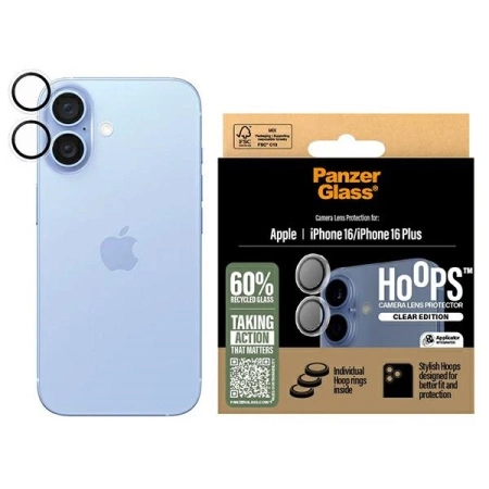 PanzerGlass Hoops Transparenter Linsenschutz iPhone 16 6,1&quot; / 16 Plus 6,7&quot; 1285