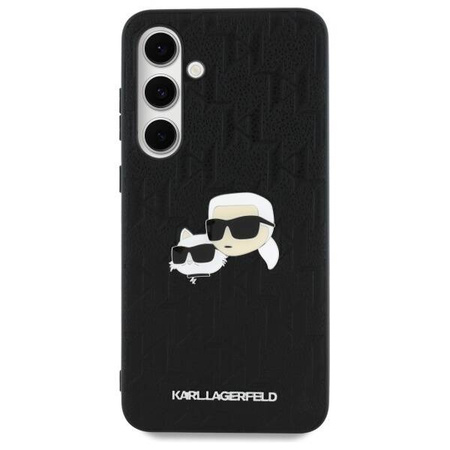 Original Case SAMSUNG GALAXY S24 FE Karl Lagerfeld Hardcase Monogram Karl&Choupette Head Pin (KLHCS24FEPGKLKCPK) black