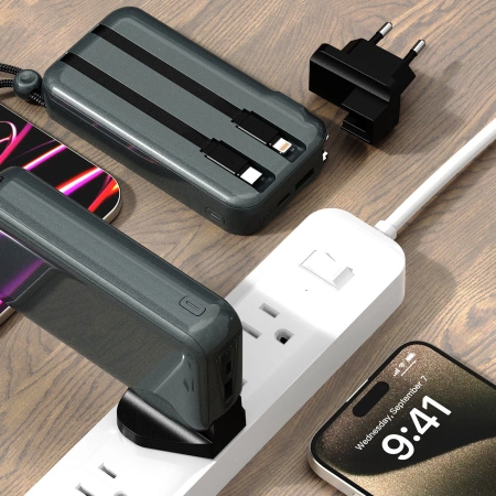 Dudao K25 2in1 10000 mAh Powerbank-Ladegerät mit 3 Steckern – Grau