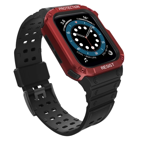 Schutzarmband für Apple Watch 38/40/41 mm Panzergehäuse-Armband - Schwarz, Rot