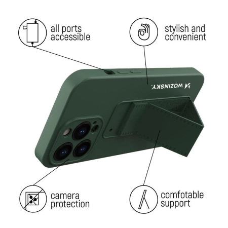 Wozinsky Kickstand Case Silicone Stand Cover for Xiaomi Redmi Note 11 Pro black