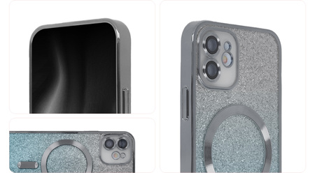Nakładka SparkleFlex Mag do iPhone 15 Plus 6,7" srebrny gradient