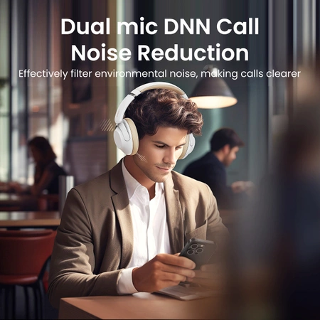 Ugreen HP202 HiTune Max5 kabellose On-Ear-Kopfhörer mit Hybrid-ANC-Rauschunterdrückung – Weiß