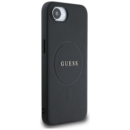 Guess PU Grained Classic Logo Case mit MagSafe für iPhone 16e - Schwarz