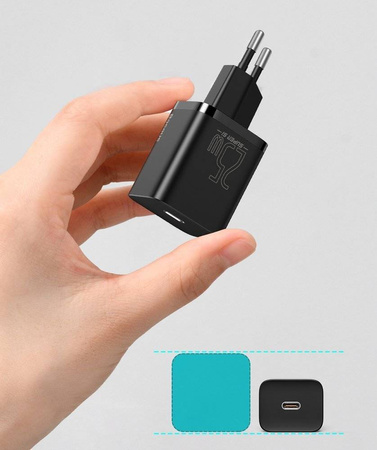 Baseus Super Si szybka ładowarka sieciowa Quick Charge 3.0 Power Delivery 25W 3A + Kabel USB Typ C - USB Typ C 3A 1m biały (TZCCSUP-L02)
