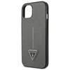 Original Handyhülle IPHONE 13 MINI Guess Hardcase Saffianotriangle Logo (GUHCP13SPSATLG) silber