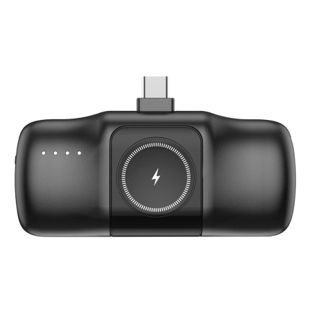 Mini powerbank Wozinsky WF16-YCS 5000mAh 15W USB-C z wbudowanym kablem USB-C i ładowarką do Apple Watch - czarny