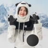 Qunature Panda Ski Gloves for Kids and Adults Size S - Black/White