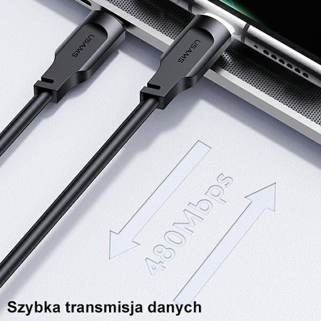 USAMS Kabel USB-C na USB-C PD Fast Charging 1,2m 100W Lithe Series czarny/black SJ567USB01(US-SJ567)