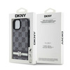 DKNY DKHCP14SPCPTSSK iPhone 14 / 15 / 13 6.1" czarny/black hardcase Leather Checkered Mono Pattern & Printed Stripes