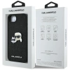 Karl Lagerfeld Fixed Glitter Karl&amp;Choupette Heads Metal Pin iPhone 16e Case - Black
