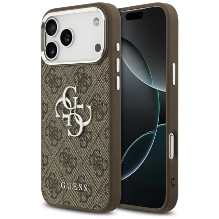 Guess 4G Big 4G Classic Logo Case für iPhone 17 Pro Max Braun - Silber