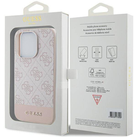 Original Case APPLE IPHONE 15 PRO Guess Hardcase 4G Stripe Collection (GUHCP15LG4GLPI) pink