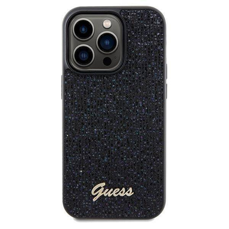Guess nakładka do iPhone 14 Pro 6,1&quot; GUHCP14LPMSDGSK HC PU DISCO SCRIPT METAL czarna