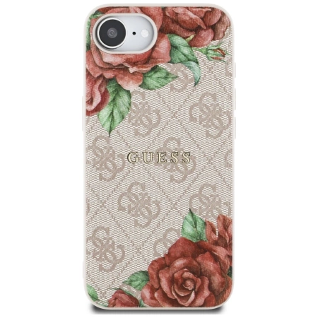 Guess 4G Flowers Print MagSafe iPhone 16e Hülle - Rosa