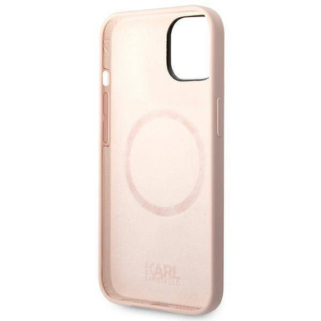 Original Handyhülle IPHONE 14 PLUS Karl Lagerfeld Hardcase Silicone Karl`s Head Magsafe hell-pink