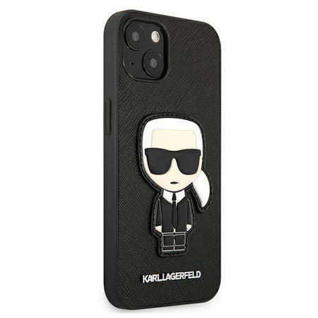 Karl Lagerfeld KLHCP13SOKPK iPhone 13 mini 5,4 &quot;black / black hardcase Saffiano Ikonik Karl`s Patch