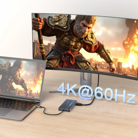 USB-C Hub 14 in 1 Wozinsky WDS03Y5S Multifunktional, Aluminium, für 3 Monitore, mit 15 cm Kabel - Grau