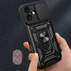 Etui Hybrid Armor Camshield na iPhone 17 pancerne z podstawką i osłoną aparatu - czarne