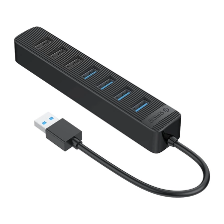 HUB 7-portowy input: USB-A 3.0 / output: 4x USB-A 3.0 + 3x USB-A 2.0   - czarny