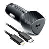 FORCELL CARBON ładowarka samochodowa Typ C 3.0 PD20W CC50-1C  (Total 20W) + kabel do Apple Lightning 8-pin PD20W