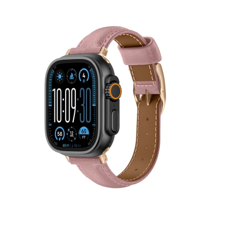 Skórzany pasek AMAZINGTHING Class Band do Apple Watch 45 / 46 / 49 mm - różowy