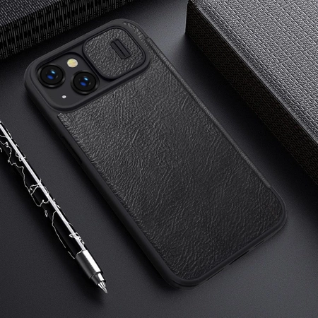 Nillkin Qin Leather Pro Case iPhone 14 Plus Camera Cover Holster Cover Flip Case Black