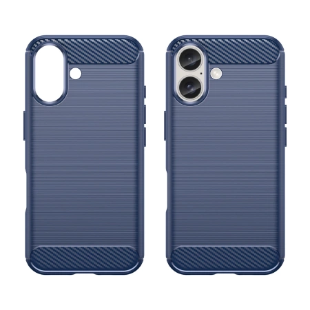 Carbon Case Silikonhülle für iPhone 16 - Blau